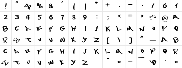Mostwasted Regular  glyph index