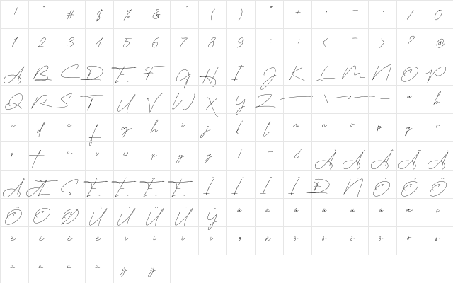 East liberty signature Regular  glyph index