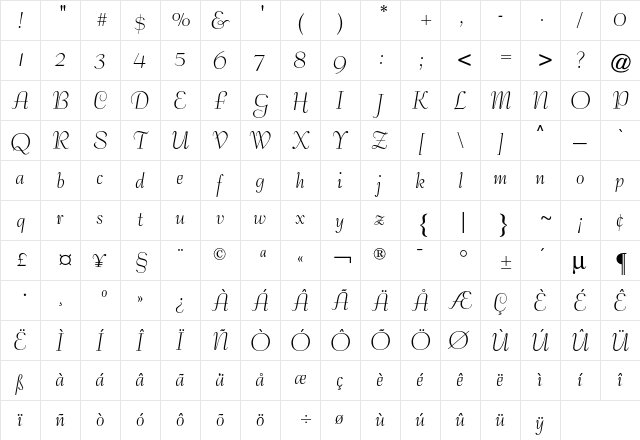 Carmine Tango CG Regular  glyph index