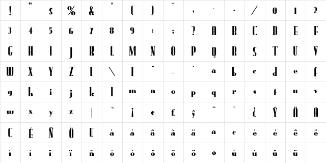 FundRunk-Normal Regular  glyph index