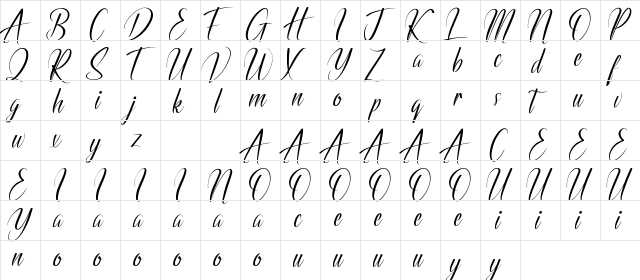 Bristteback Demo Regular  glyph index