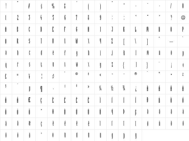 Arcadia LT A Regular  glyph index