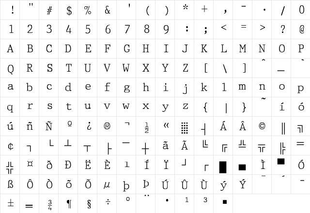 BATTERSEA Regular Regular  glyph index