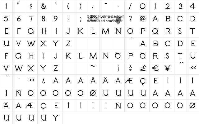 Le Film Letters  glyph index