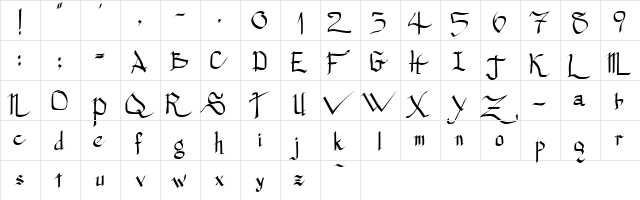 Princess Lulu Regular  glyph index