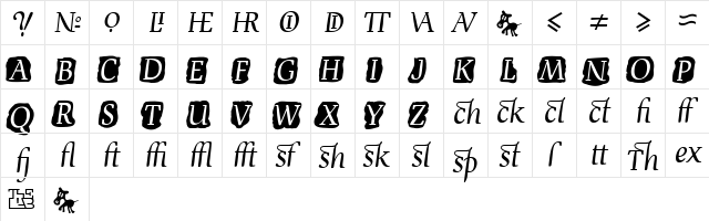 Devroye Extra Regular  glyph index
