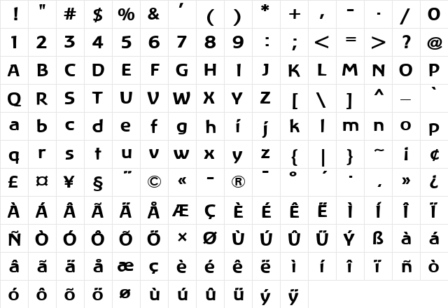 LinotypeAtlantis Bold Bold  glyph index