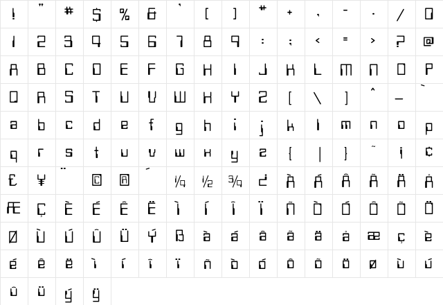 Compute Regular  glyph index