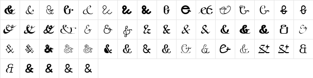 Etaday free Regular  glyph index