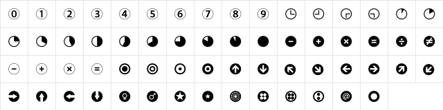 Leitura Symbols Circles  glyph index
