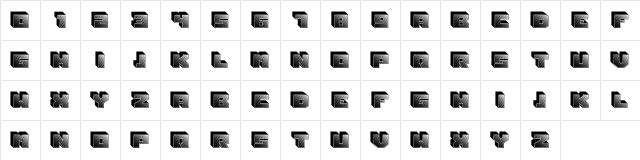 Shiny Blocks Less Gloss Regular  glyph index