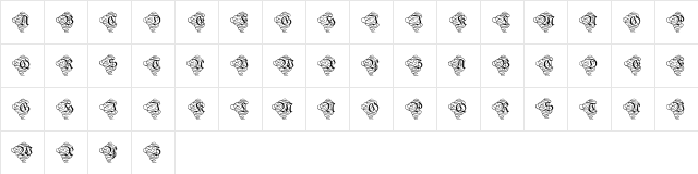 Aristokrat Zierbuchstaben Regular  glyph index