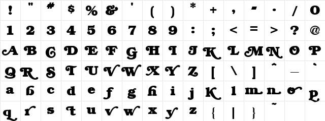 Sting Me 1 Bold  glyph index