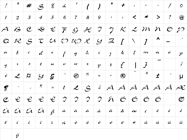 TOLKEN Regular  glyph index