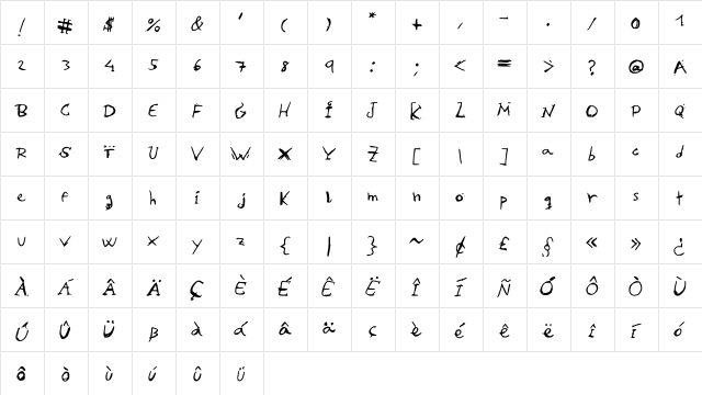Toon15 Medium  glyph index
