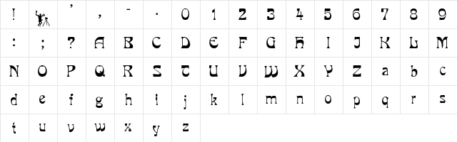 PCMilo Regular  glyph index