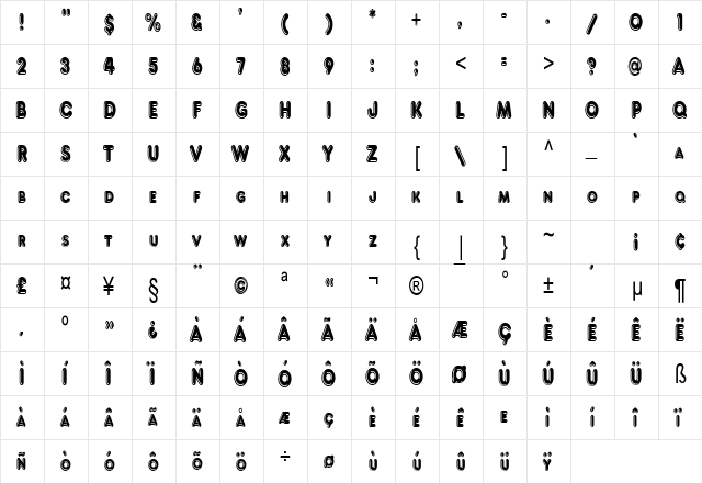 Francis High Lighted Condensed Normal  glyph index