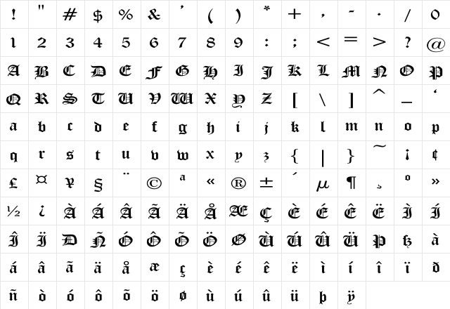 Iglesia-Light Wd Regular  glyph index