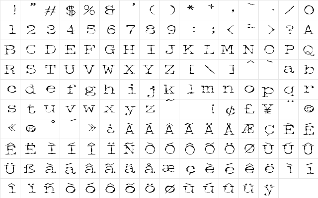 DetectiveExtended Regular  glyph index
