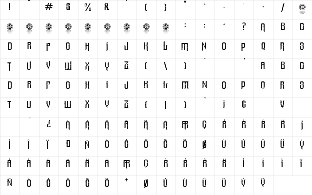 Valley Of Elah Regular  glyph index