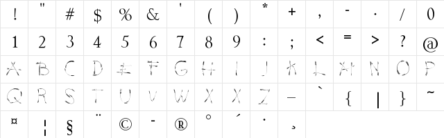 PIJL Regular  glyph index