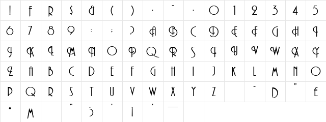 ALLENA Regular  glyph index