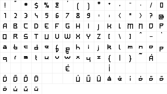 I am simplified Bold  glyph index