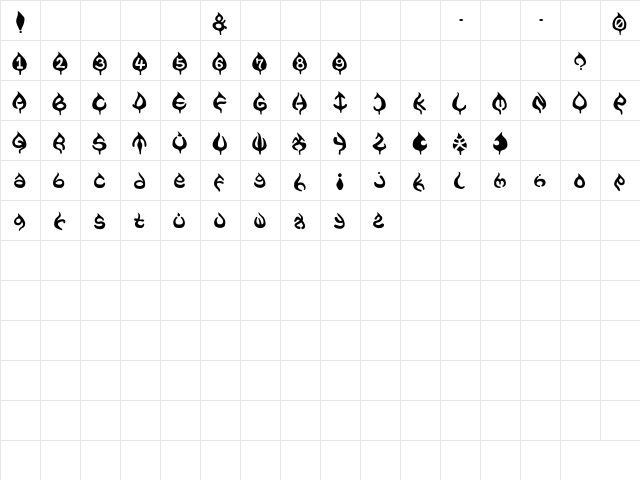 AME- Regular  glyph index