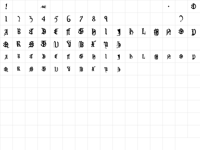 Old_Westminster Bold  glyph index