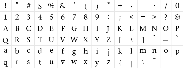 Fasse Regular  glyph index