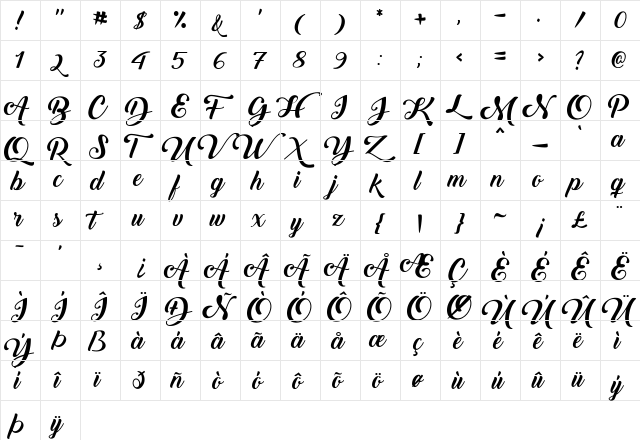 Back to Black Demo Regular  glyph index