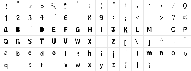 NewBold-Light Regular  glyph index