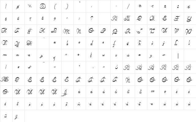 Aranea EF Outline  glyph index