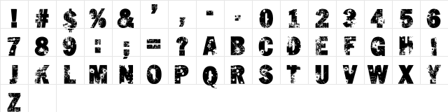 Shut'Em Down Regular  glyph index