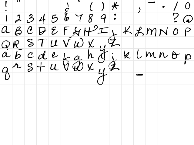 Pea Sara Script Regular  glyph index