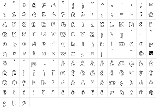 BlockDog Regular  glyph index