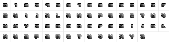 Shiny Blocks Regular  glyph index