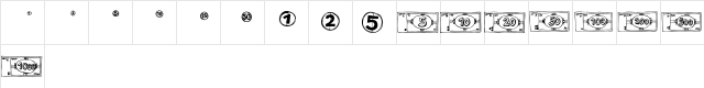 Mo' Money Regular  glyph index