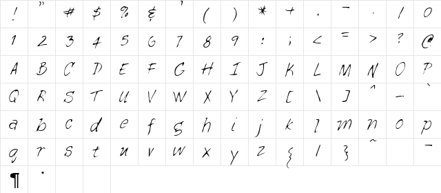 Bade Regular  glyph index