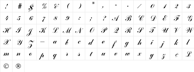 Arenski Regular  glyph index