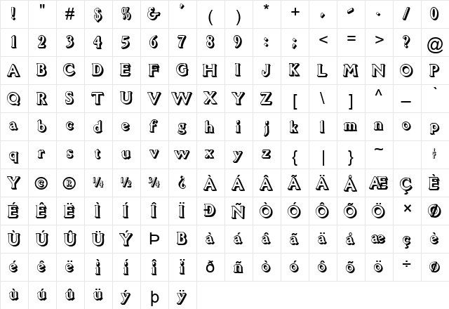 Standout Normal  glyph index