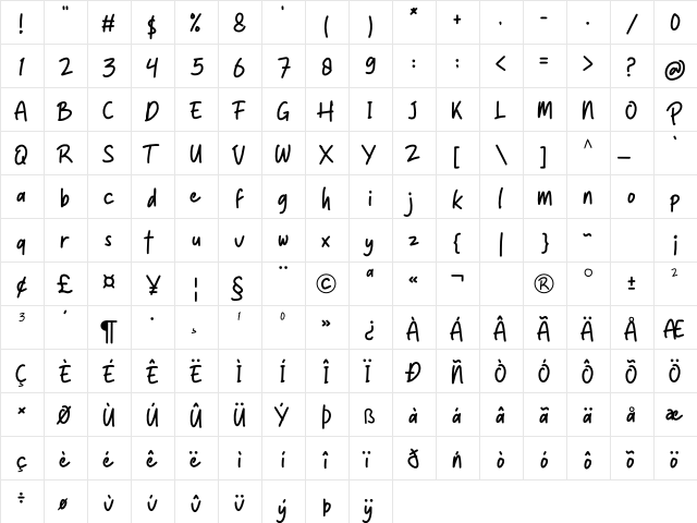 Monkey Geek Regular  glyph index