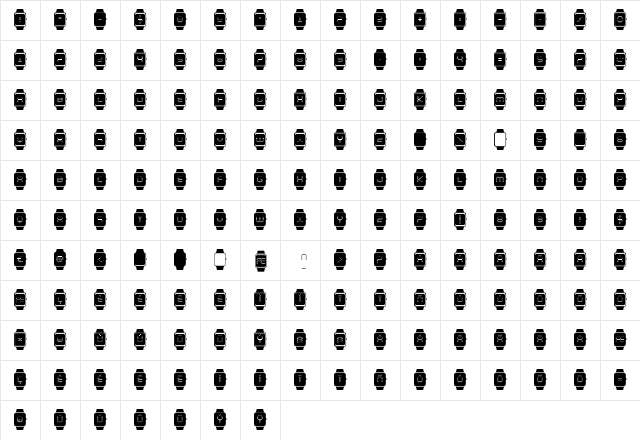 iChrono Regular  glyph index