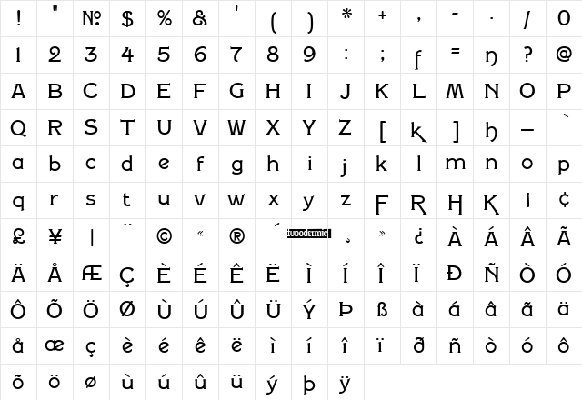 Silentina Movie Regular  glyph index
