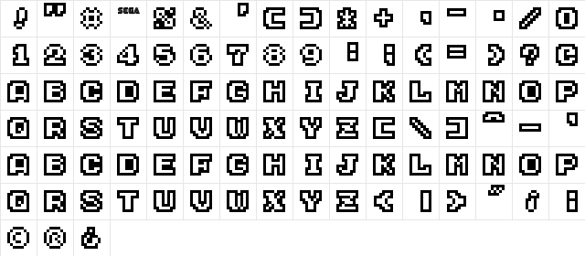 Service Games Oldskool Outline Outline  glyph index