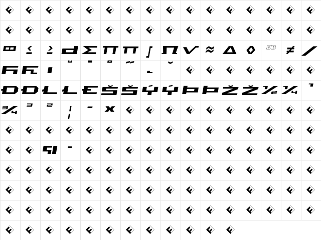 Beekman-SquareLightItalicExpert Regular  glyph index