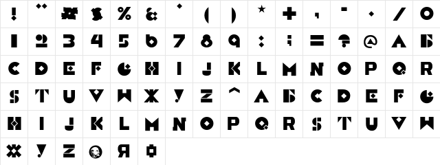 Constructivist Regular  glyph index