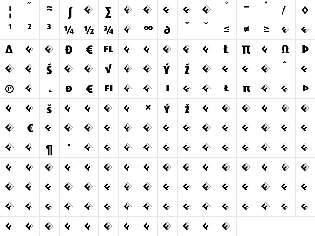 Dax-ExtraBoldCapsExp Regular  glyph index