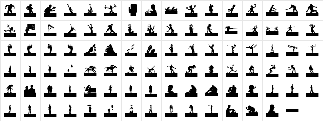 SilhouettesSocled Regular  glyph index