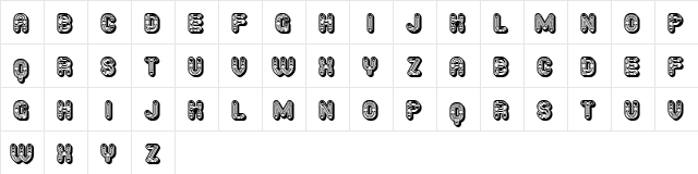 Furious Ride Hollow Regular  glyph index